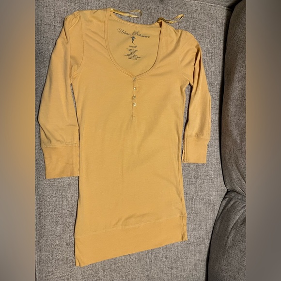 Urban Behavior 3/4 Sleeve Yellow Button Henley S - Picture 9 of 12